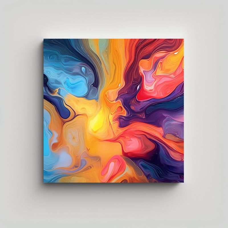 GENERICO - Arte De Pared Abstracto Con Formas Y Colores 70x70 Cm