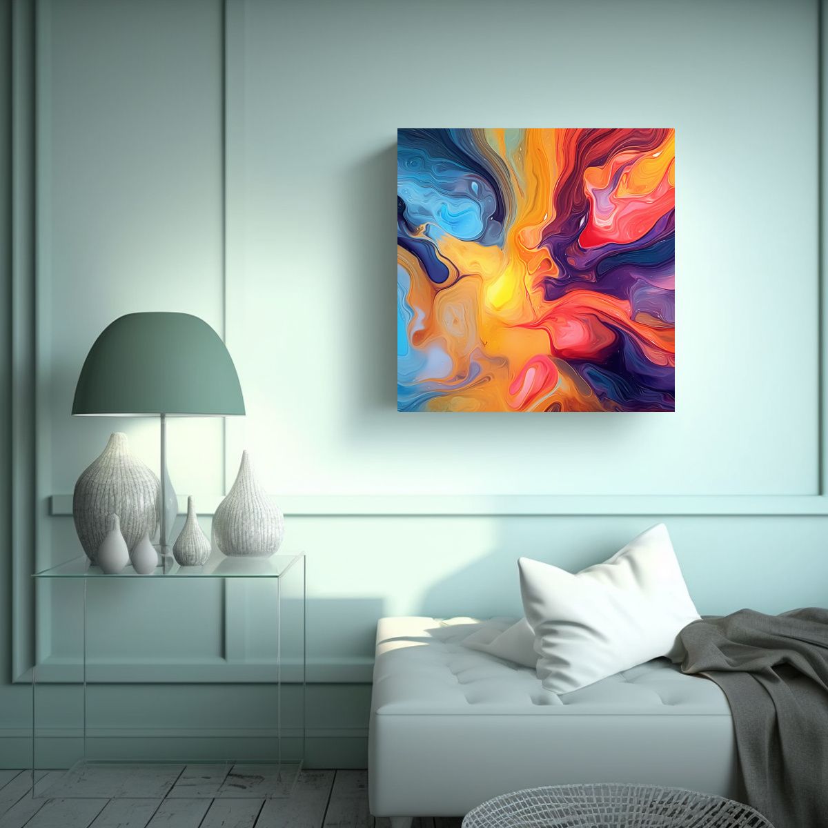 GENERICO - Arte De Pared Abstracto Con Formas Y Colores 70x70 Cm