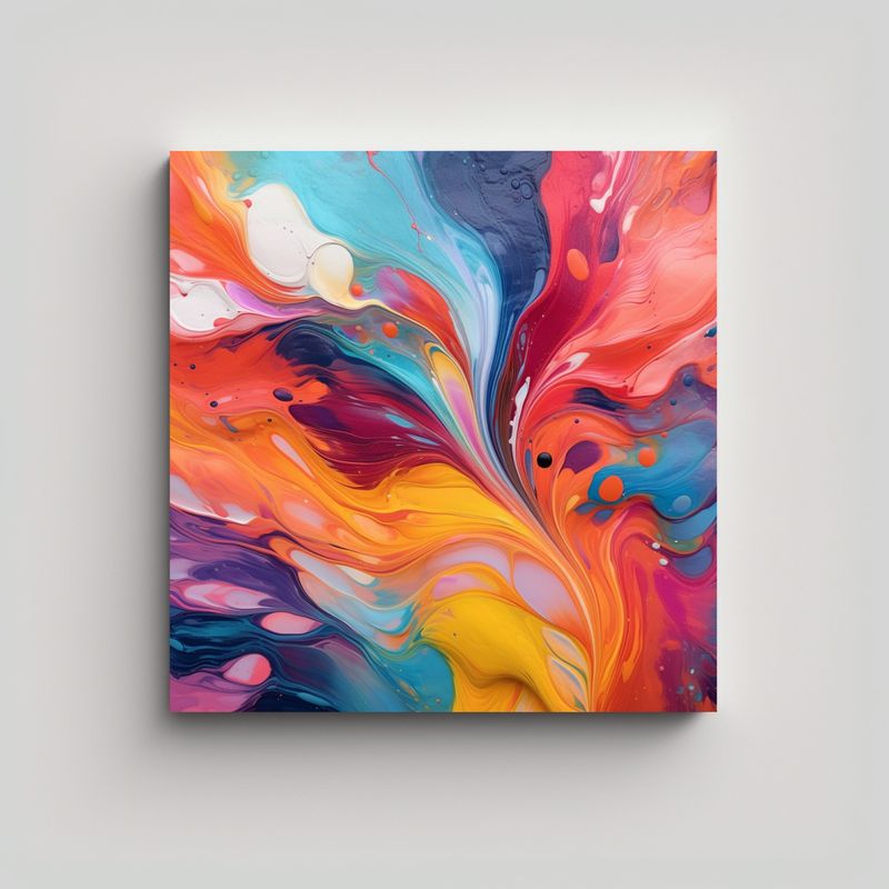 GENERICO - Cuadro Tela Abstracto Colores Vintage Armonia 90x90 Cm