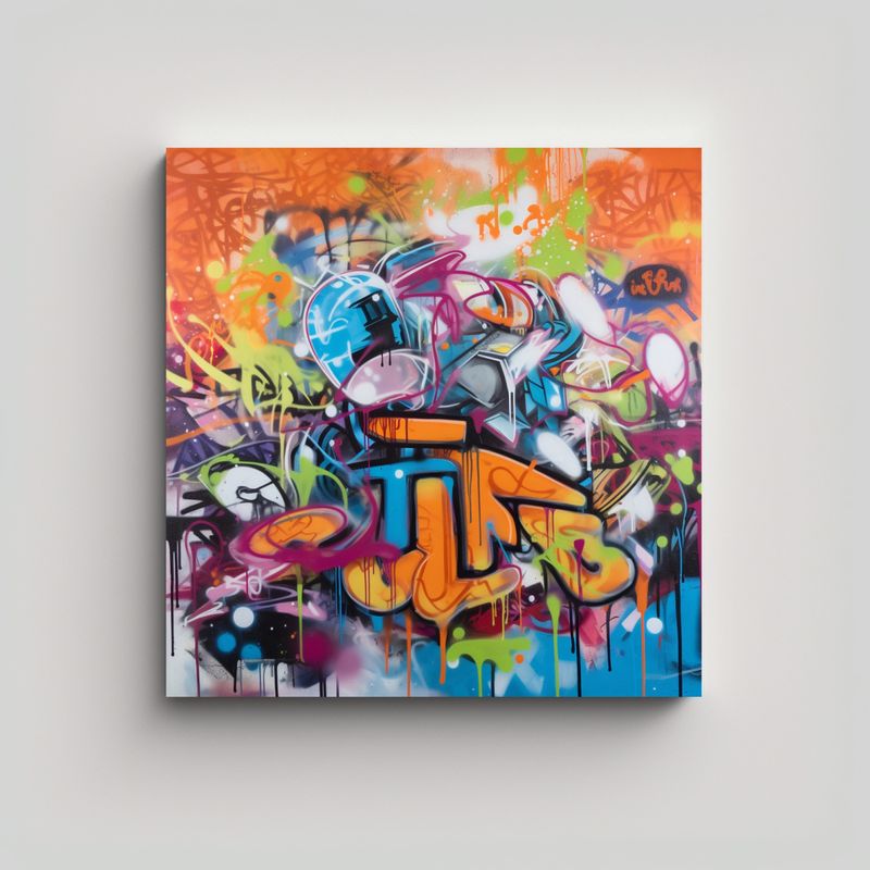 GENERICO - Lienzo Moderno Con Graffiti Y La Palabra Imogen 80x80 Cm