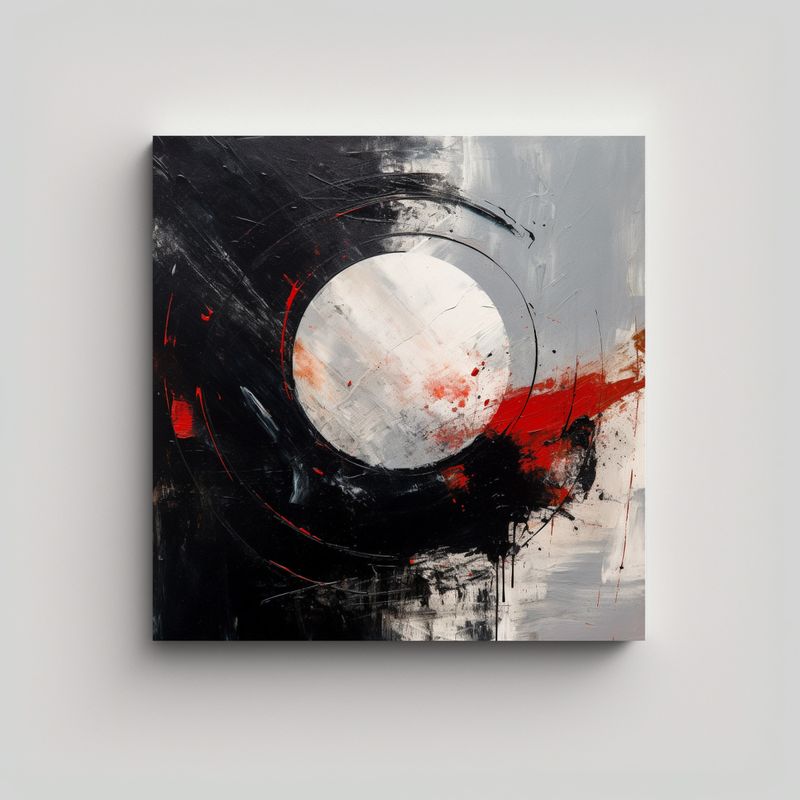 GENERICO - Pintura Abstracta Negra Minimalista Con Concepto 90x90 Cm