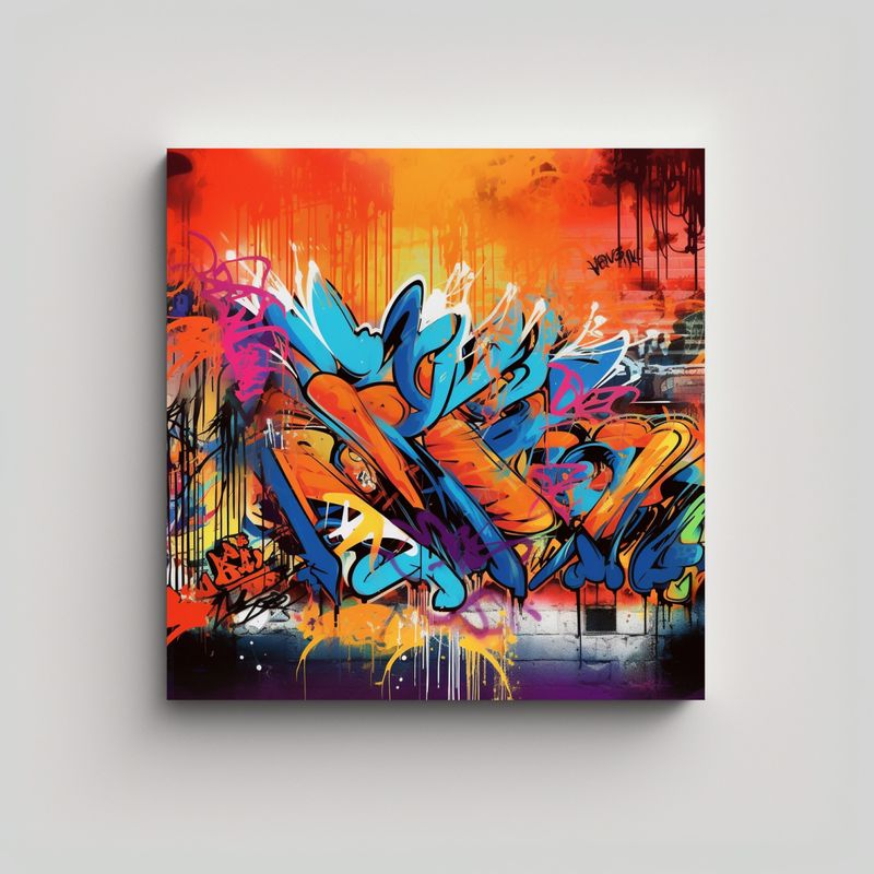GENERICO - Pintura Urbana En Bastidor, Fondo Graffiti 60x60 Cm