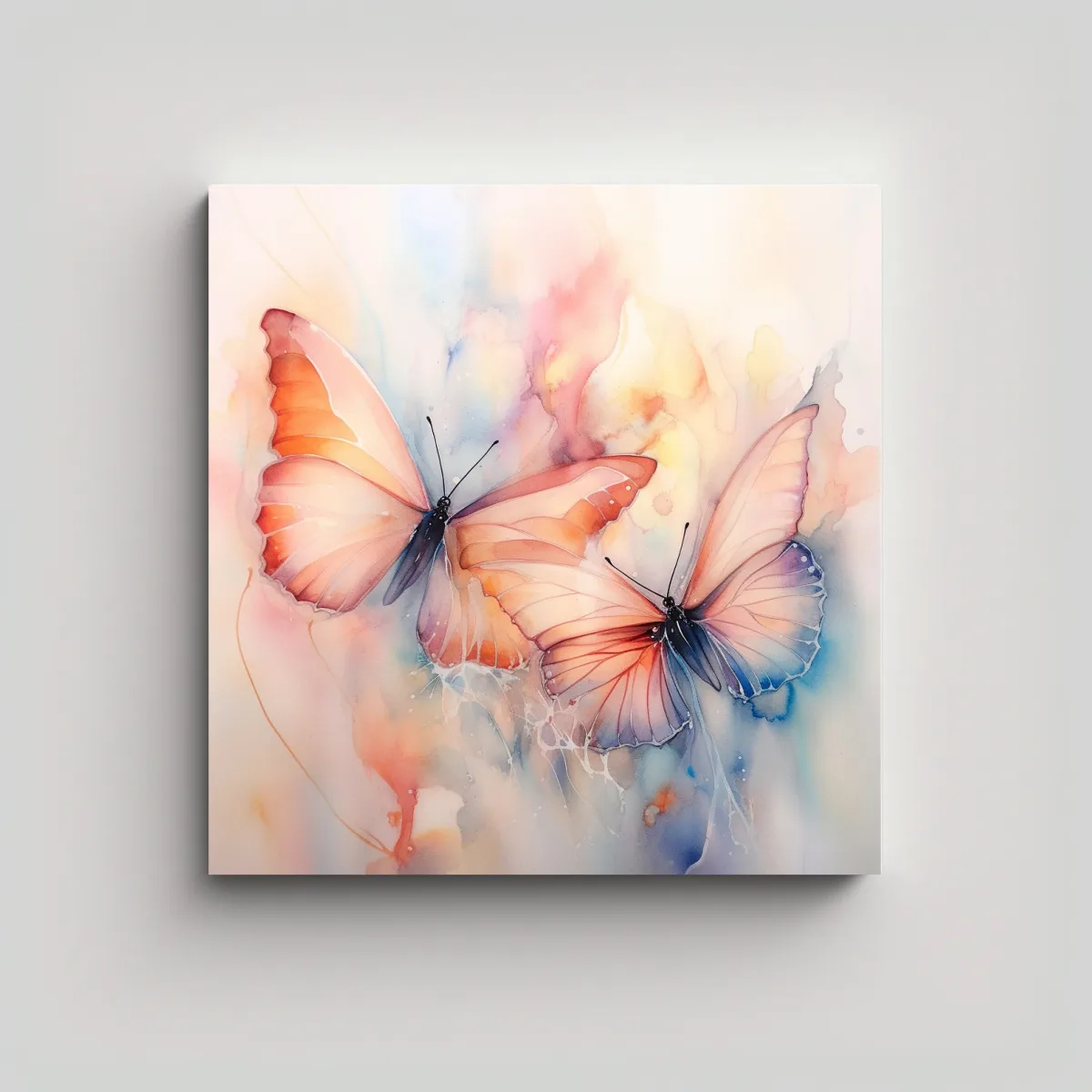 GENERICO - Pintura Acuarela Abstracta Con Mariposas 50x50 Cm