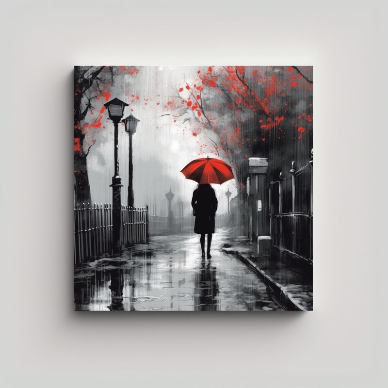 GENERICO - Pintura De Lienzo Con Escena Monocromática De 80x80 Cm