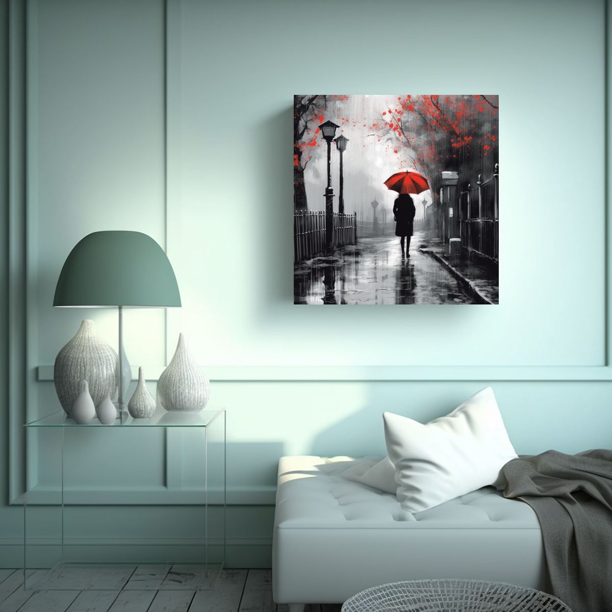 GENERICO - Pintura De Lienzo Con Escena Monocromática De 50x50 Cm