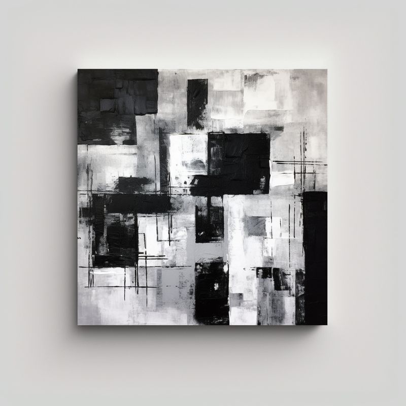 GENERICO - Cuadro Abstracto En Blanco Y Negro Para Decorar 80x80 Cm