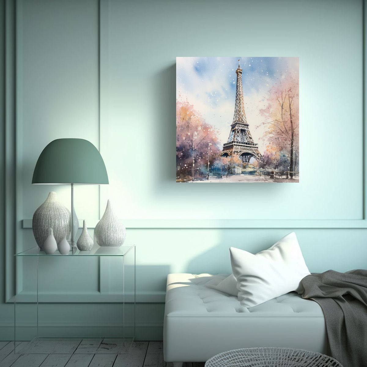 GENERICO - Tela En Bastidor Cuadro Vitalidad Torre Eiffel 90x90 Cm
