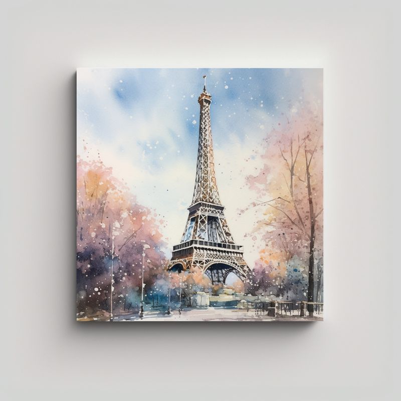 GENERICO - Tela En Bastidor Cuadro Vitalidad Torre Eiffel 60x60 Cm
