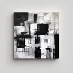 GENERICO - Cuadro Abstracto En Blanco Y Negro Para Decorar 50x50 Cm.