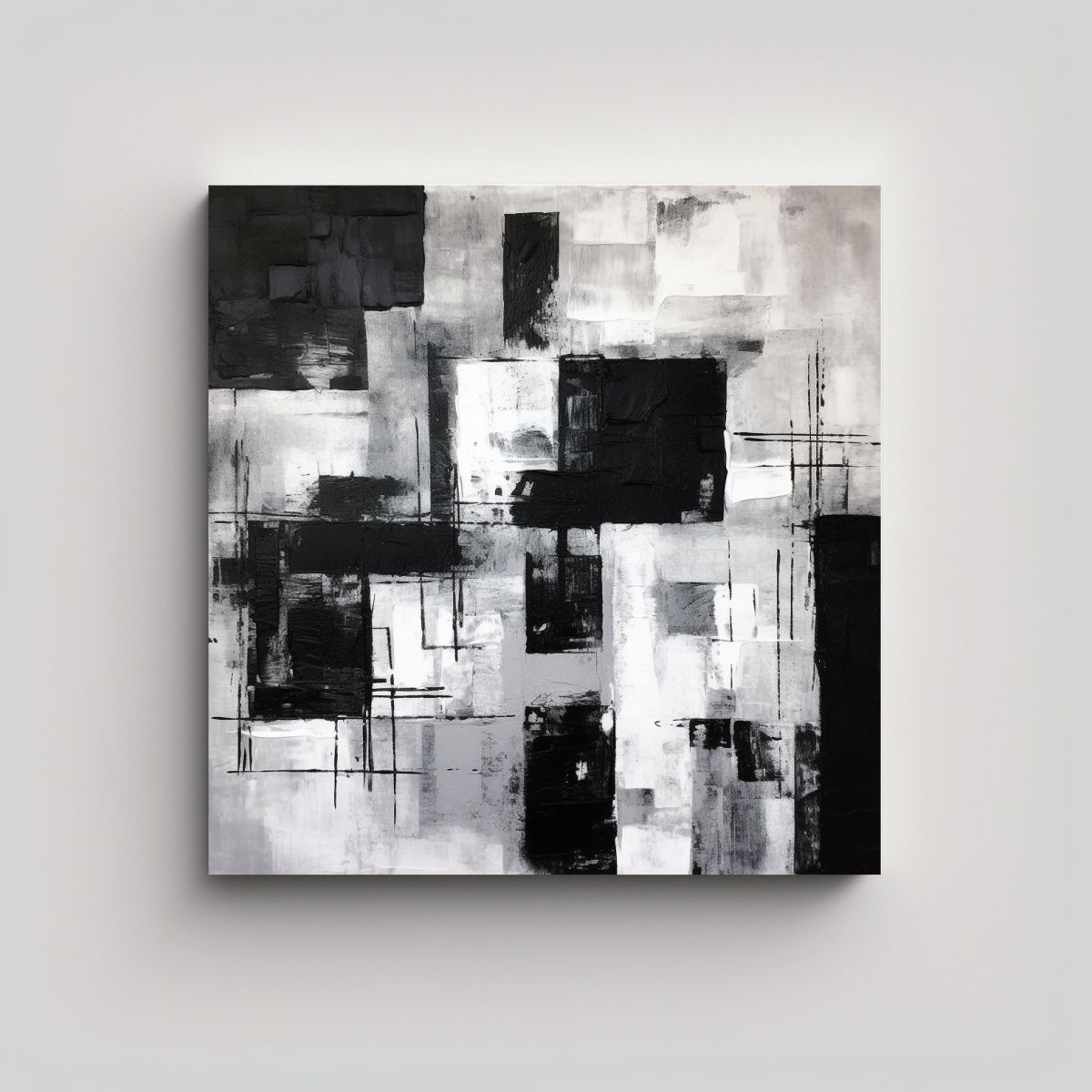 GENERICO - Cuadro Abstracto En Blanco Y Negro Para Decorar 70x70 Cm