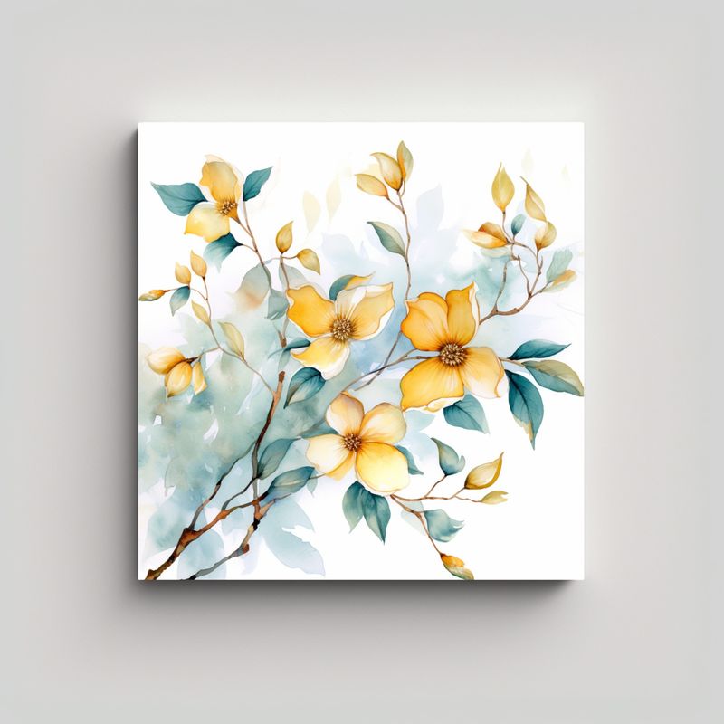 GENERICO - Pintura Decorativa De Ramas De Flores De Cornejo 50x50 Cm
