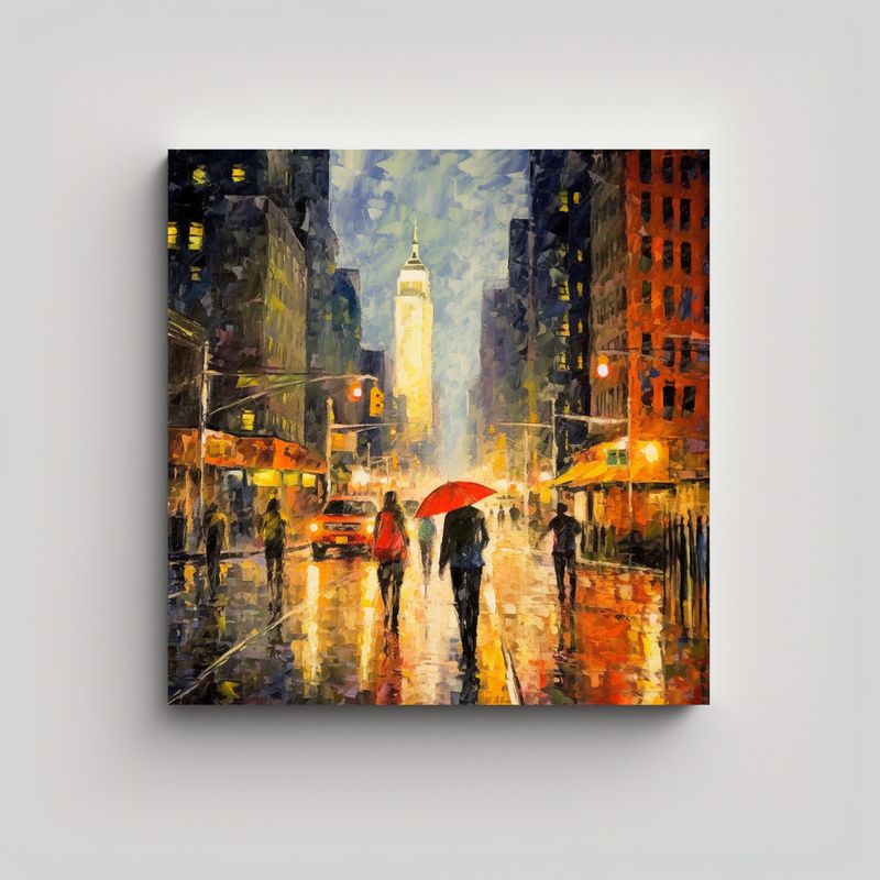 GENERICO - Cuadro De Pared Moderno Lluvia En Nueva York Al 80x80 Cm