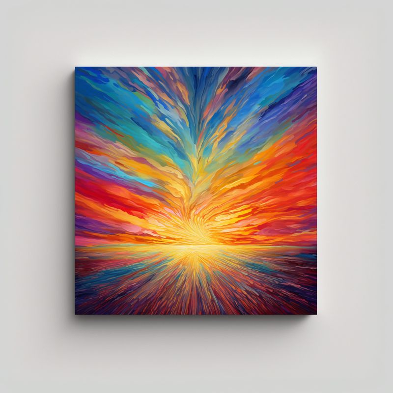 GENERICO - Cuadro Lienzo Cuadrado Abstracto Amanecer En El 80x80 Cm