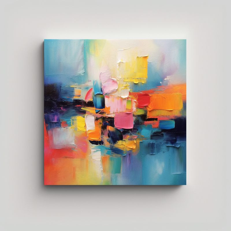GENERICO - Pintura Abstracta En Bastidor, Textura Colorida 60x60 Cm