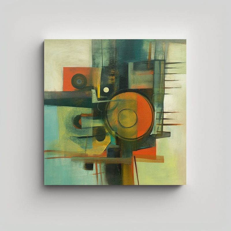 GENERICO - Pintura Abstracta De Arte En Bastidor Inspirada 70x70 Cm
