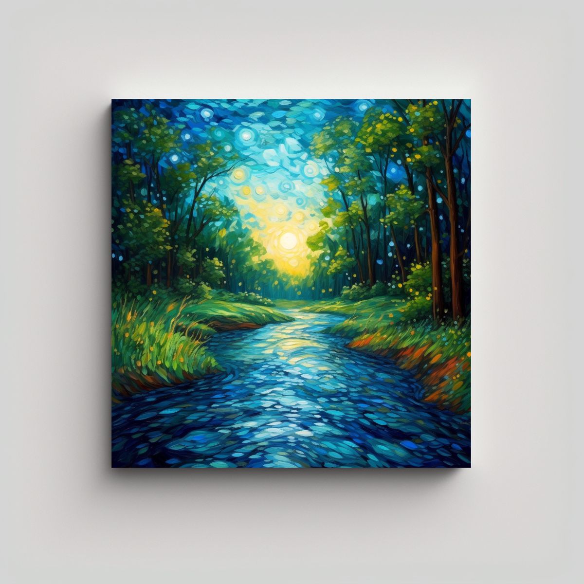 GENERICO - Cuadro Colores: Bosque A Ambos Lados De Un Río 60x60 Cm