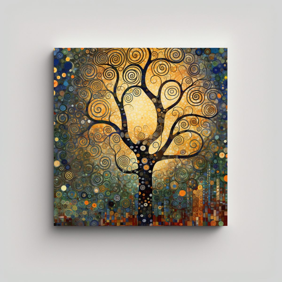 GENERICO - Cuadro Pintura Luna árbol Grande Textura Klimt 50x50 Cm