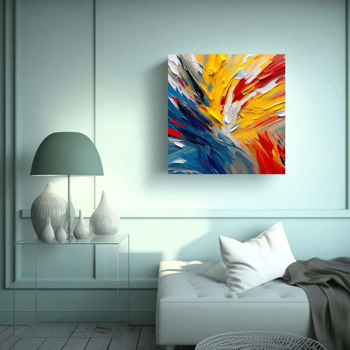 GENERICO - Lienzo De Tela Con Ambiente Cayuelas Y Difuminado 60x60 Cm