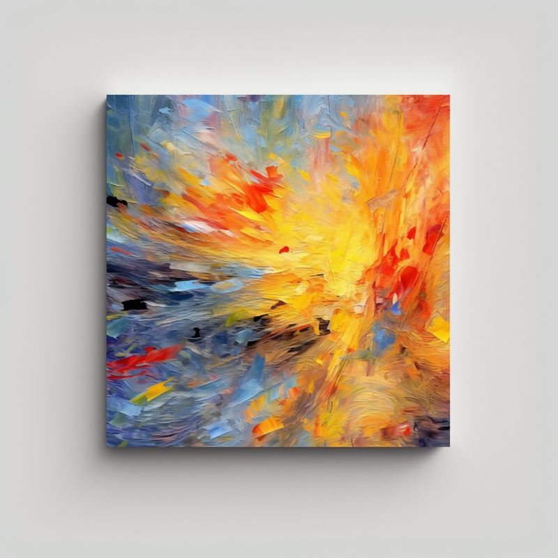 GENERICO - Pintura Abstracta Canva Moderno Reflejo 60x60 Cm
