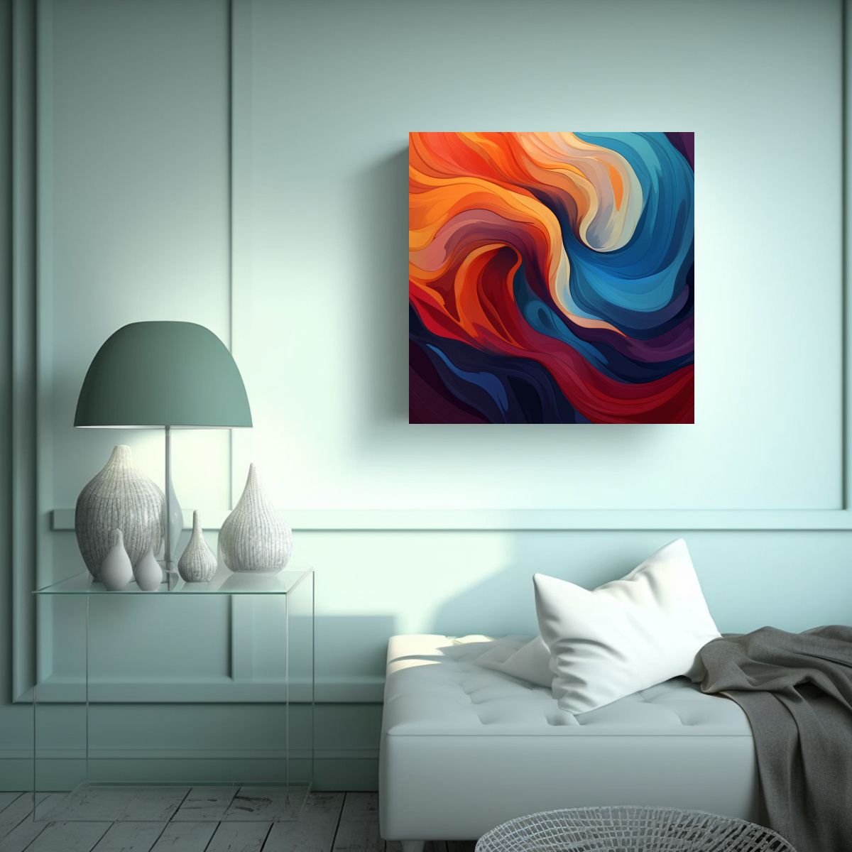 GENERICO - Pintura Decorativa Abstracta Con Curvas Sensuales 80x80 Cm