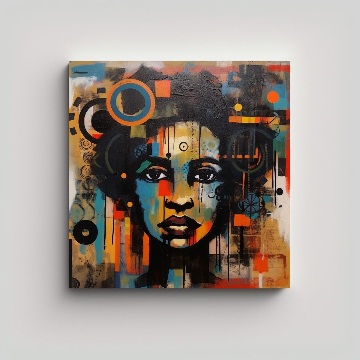 GENERICO - Cuadro Vintage De Tela Fantasía Abstracta Arte 60x60 Cm