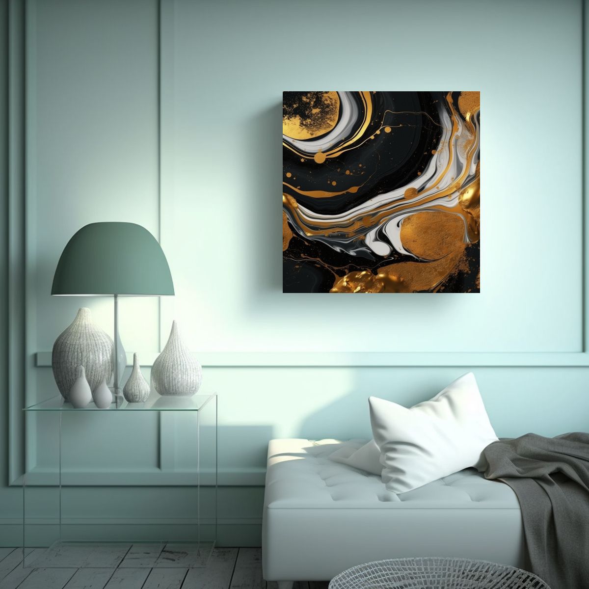 GENERICO - Pintura En Bastidor Abstracta Con Simetría 60x60 Cm