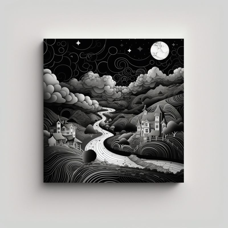 GENERICO - Cuadro Decorativo De Paisaje Nocturno En La 70x70 Cm