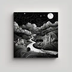 GENERICO - Cuadro Decorativo De Paisaje Nocturno En La 70x70 Cm