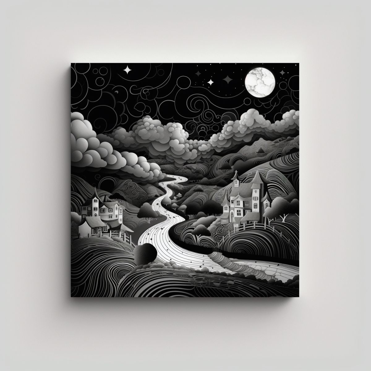 GENERICO - Cuadro Decorativo De Paisaje Nocturno En La 50x50 Cm