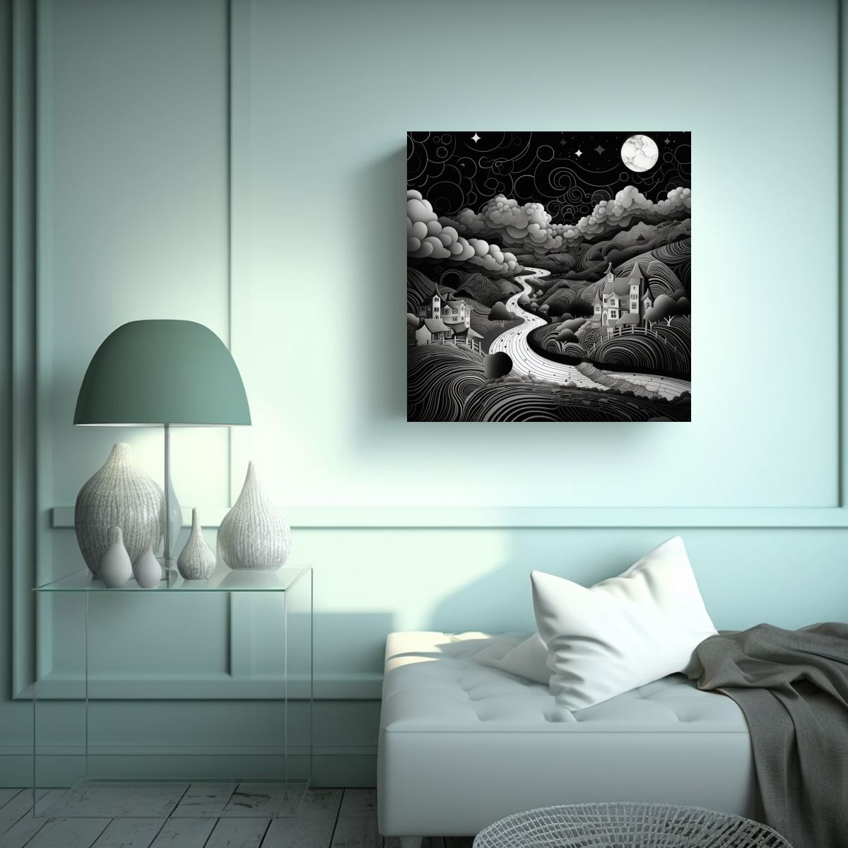 GENERICO - Cuadro Decorativo De Paisaje Nocturno En La 50x50 Cm