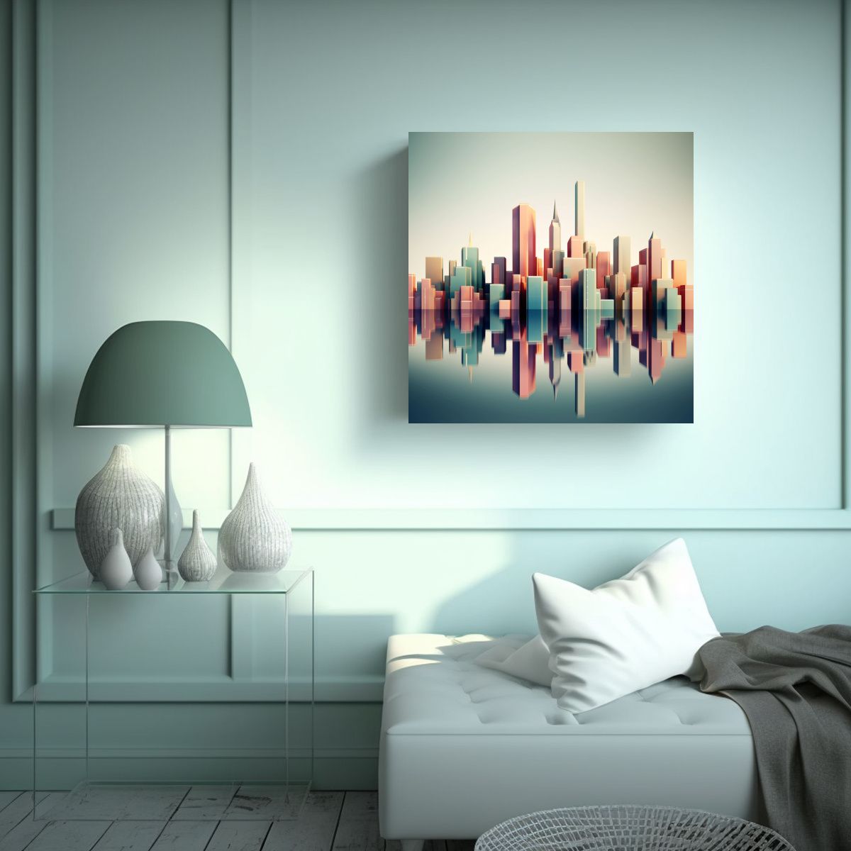 GENERICO - Cuadro Abstracto Moderno Para Cuarto Minimalista 90x90 Cm