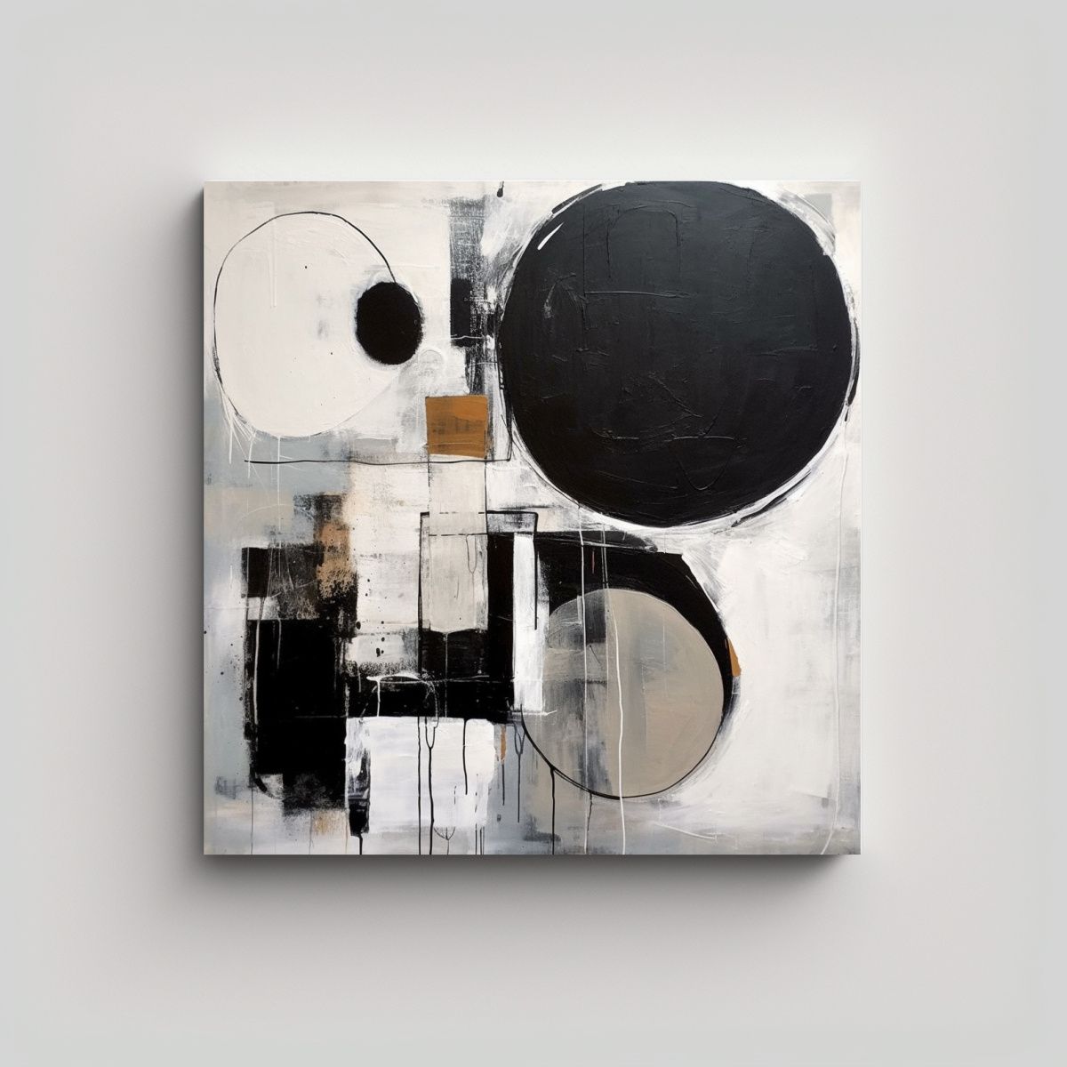 GENERICO - Pintura En Bastidor Estrellados Motherwell Blanco 80x80 Cm