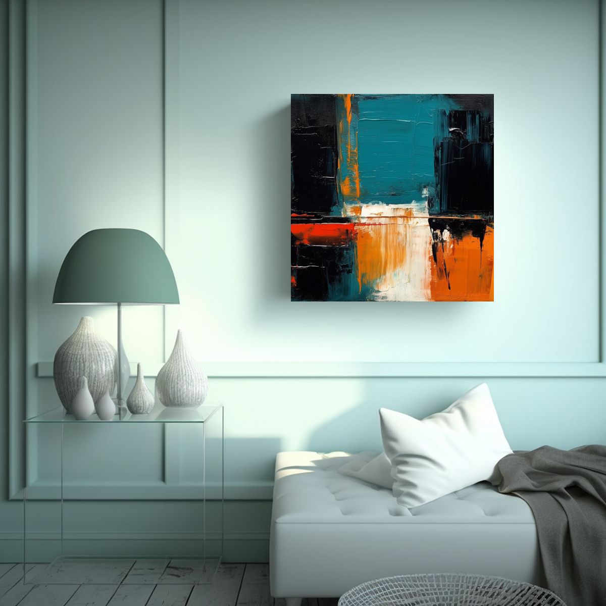 GENERICO - Pintura Abstracta Con Gruesas Capas De Pintura De 70x70 Cm