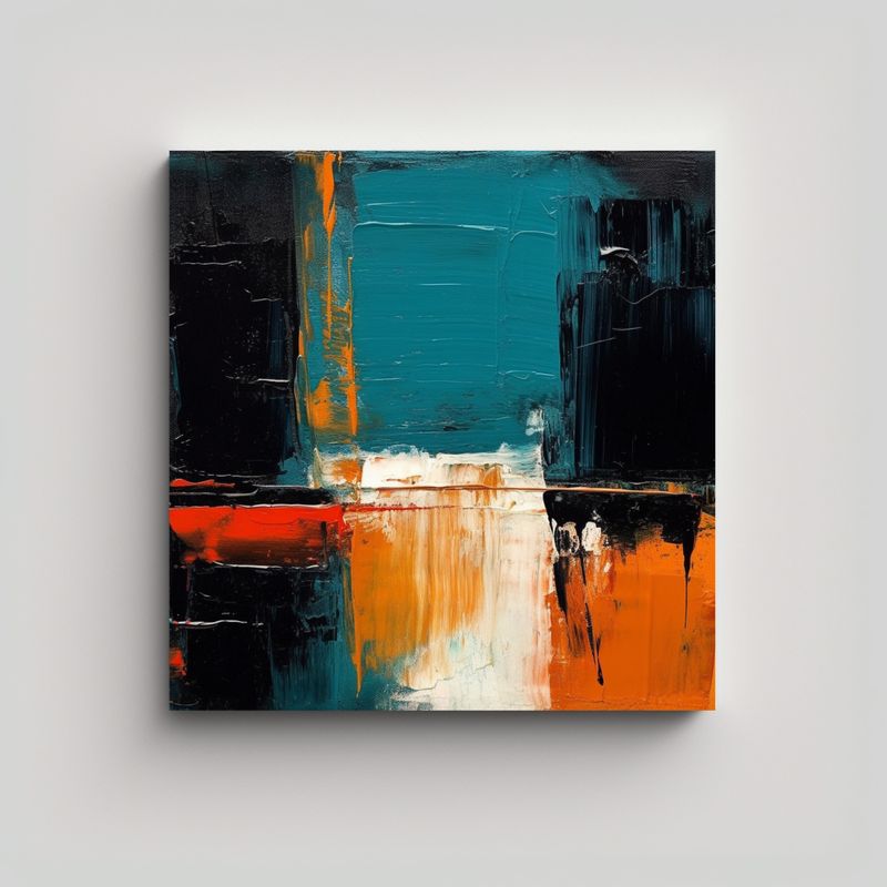 GENERICO - Pintura Abstracta Con Gruesas Capas De Pintura De 50x50 Cm