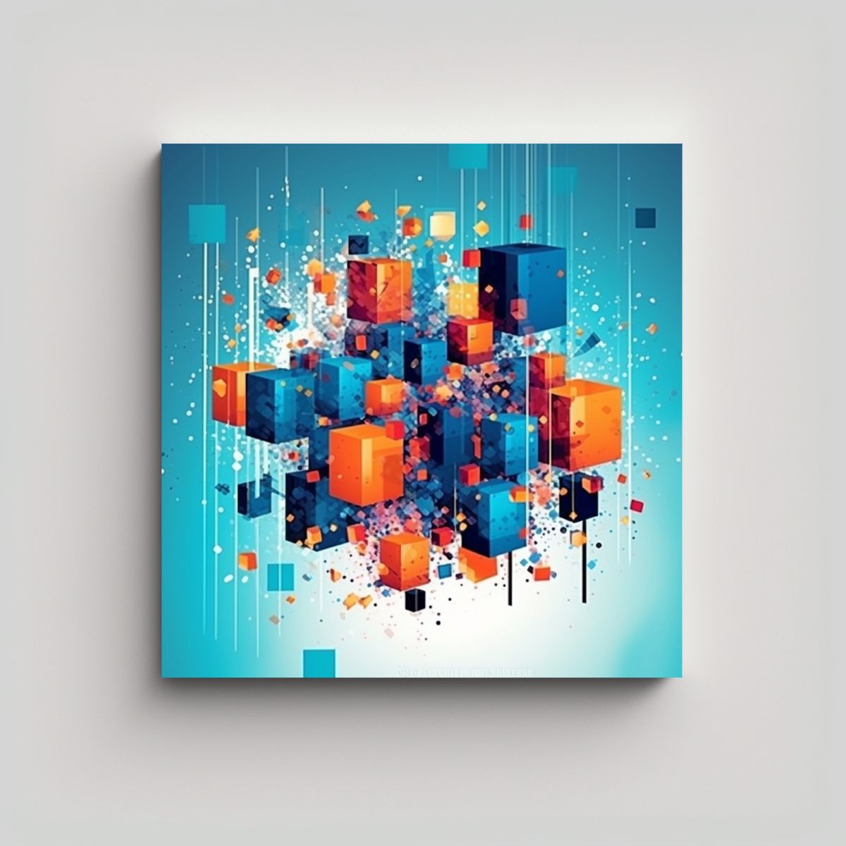 GENERICO - Pintura Decorativa Abstracta De Cubos Y Cuadrados 90x90 Cm