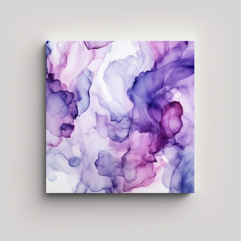 GENERICO - Cuadro Figuras Alcohol Ink Calidad Morado Suave 80x80 Cm