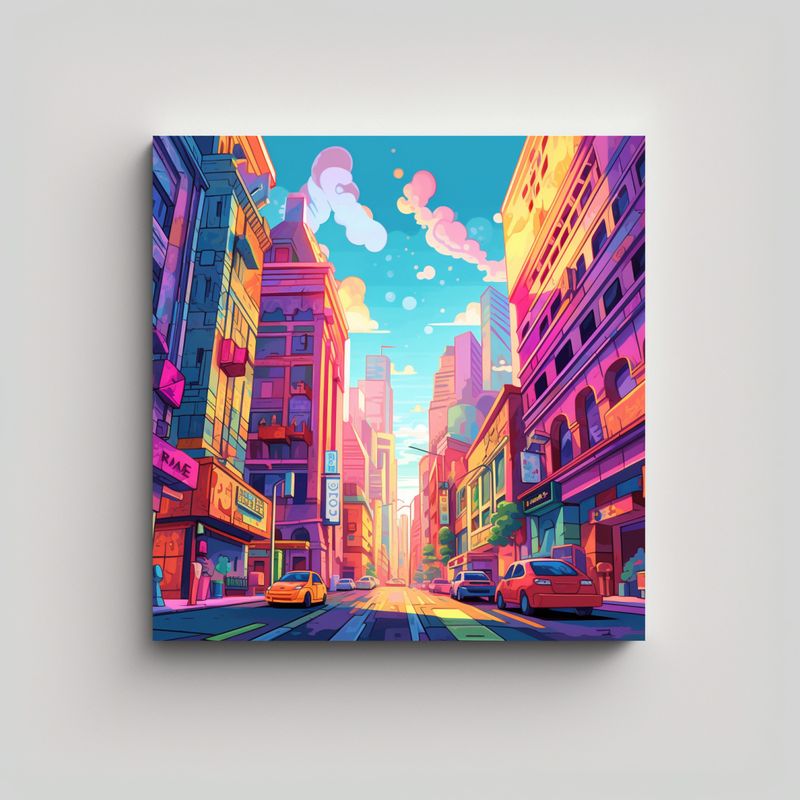 GENERICO - Pintura Mural Con Vibrantes Colores De Fondo De 90x90 Cm