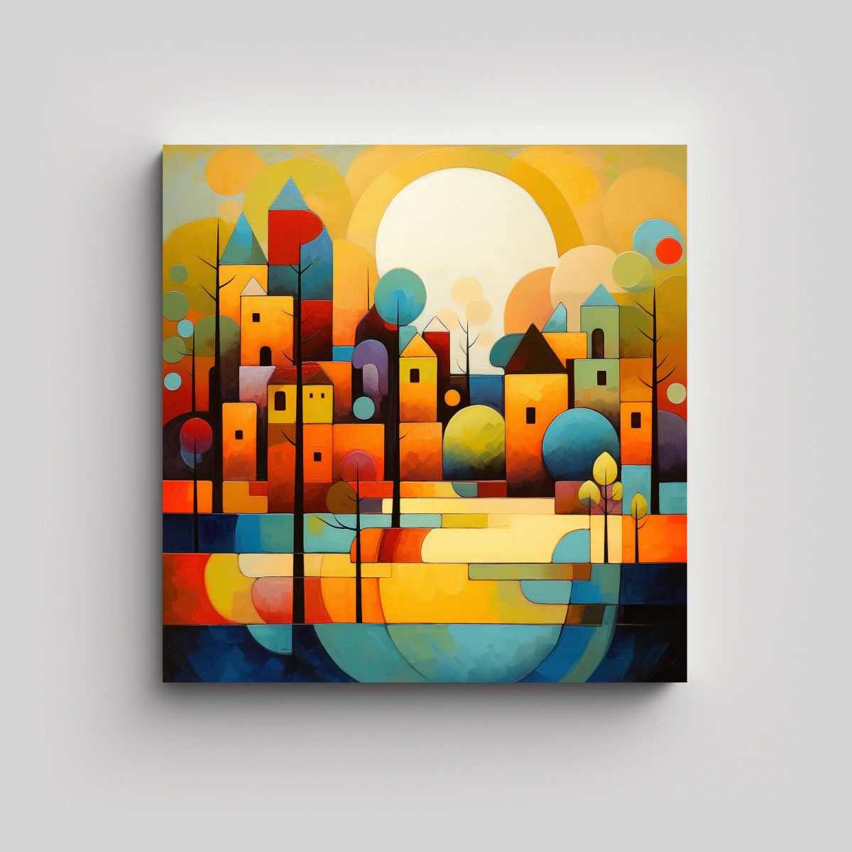 GENERICO - Cuadro Abstracto Clásico Paisajes Modernos 80x80 Cm.