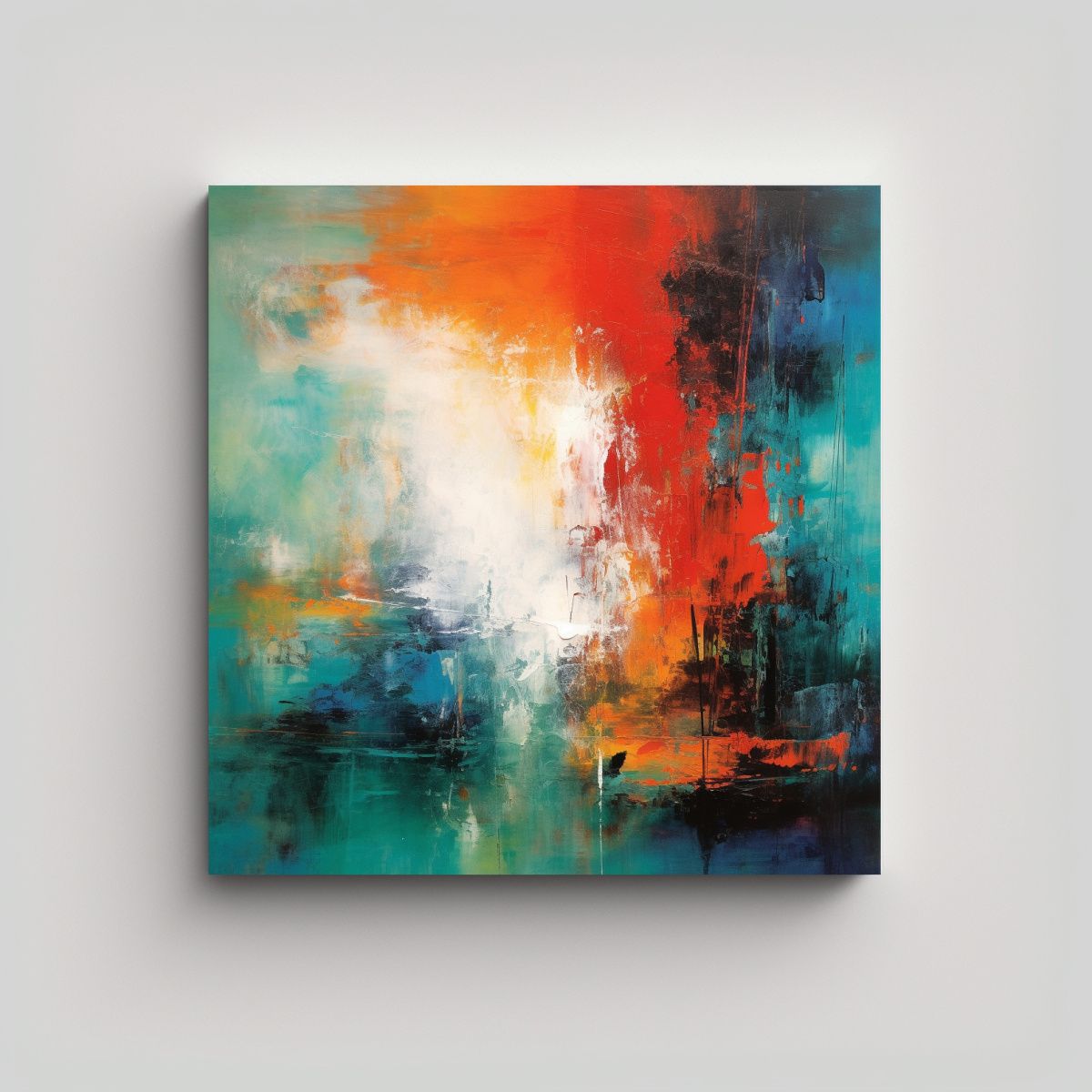 GENERICO - Pintura Abstracta Dinámica Con Forma De Tela En 80x80 Cm
