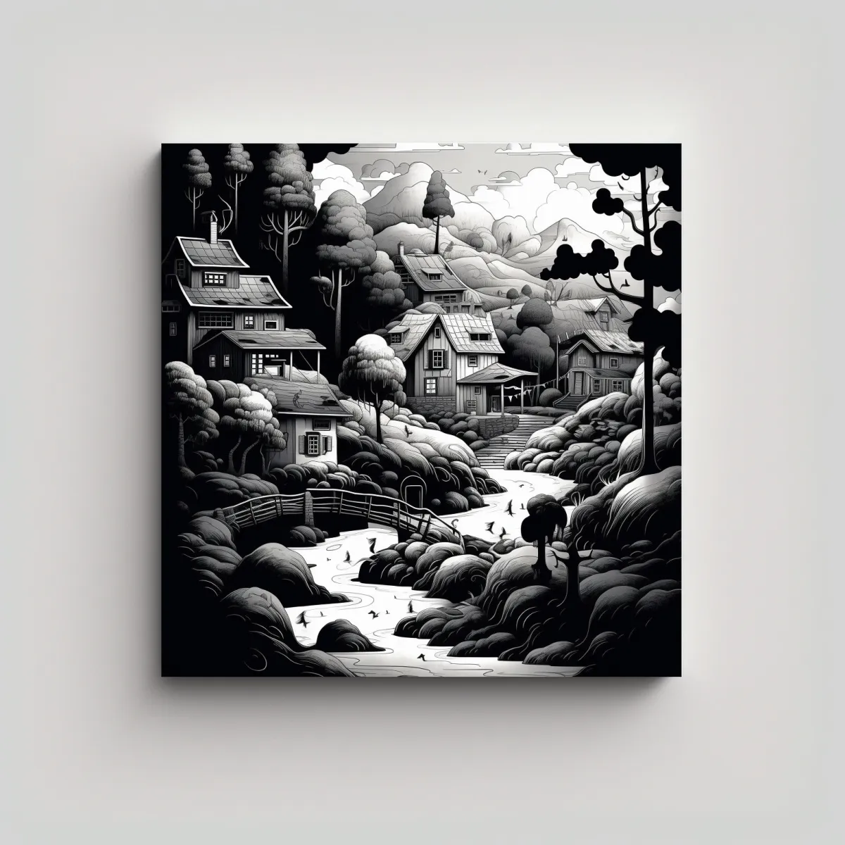 GENERICO - Cuadro Paisajístico Moderno Con Figuras En El 80x80 Cm