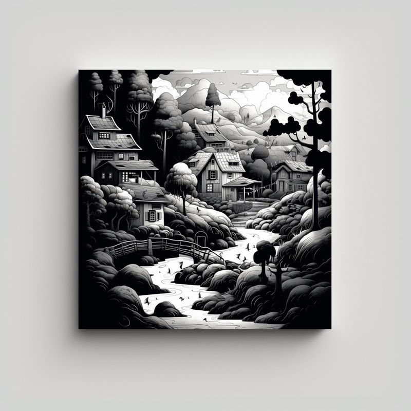 GENERICO - Cuadro Paisajístico Moderno Con Figuras En El 60x60 Cm