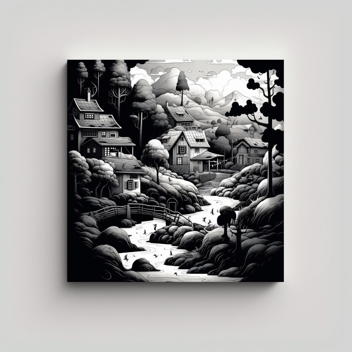 GENERICO - Cuadro Paisajístico Moderno Con Figuras En El 50x50 Cm