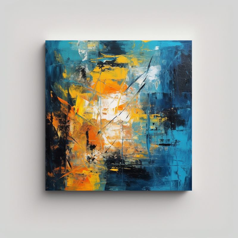 GENERICO - Cuadro Abstracto Simple Cuadrado De Canva 90x90 Cm