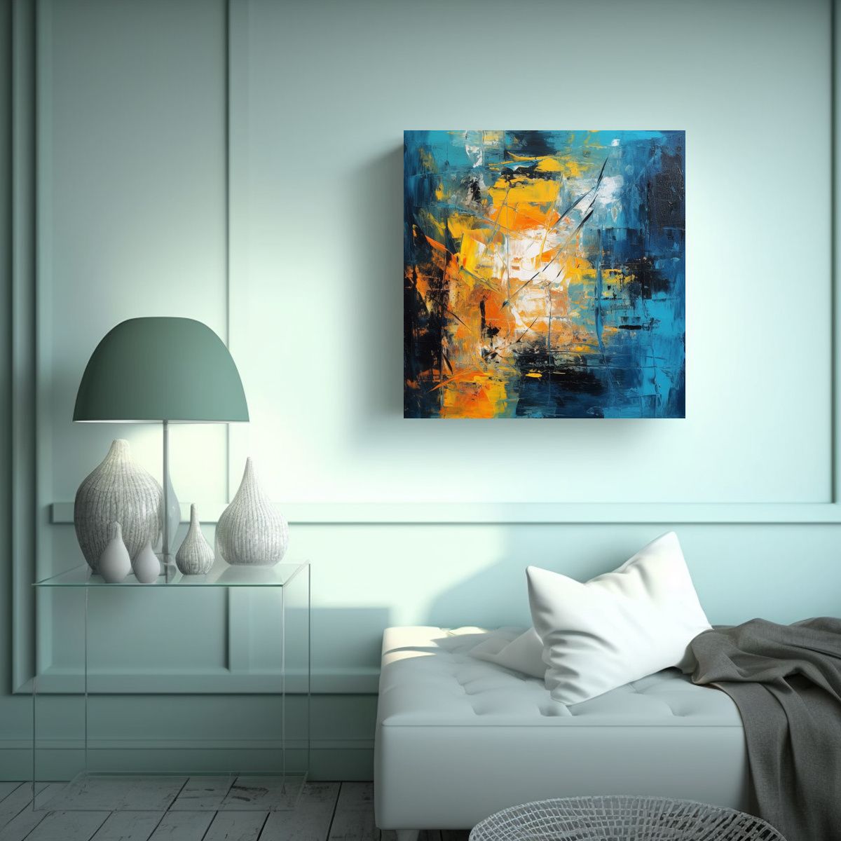 GENERICO - Cuadro Abstracto Simple Cuadrado De Canva 90x90 Cm