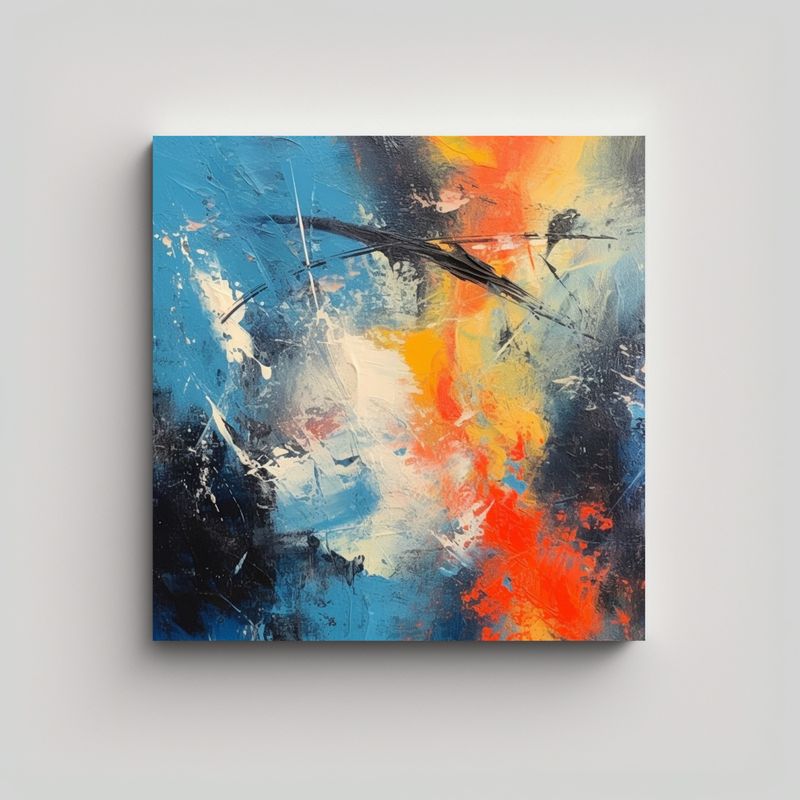 GENERICO - Cuadro Abstracto Lienzo Estilo Galería Vida 80x80 Cm
