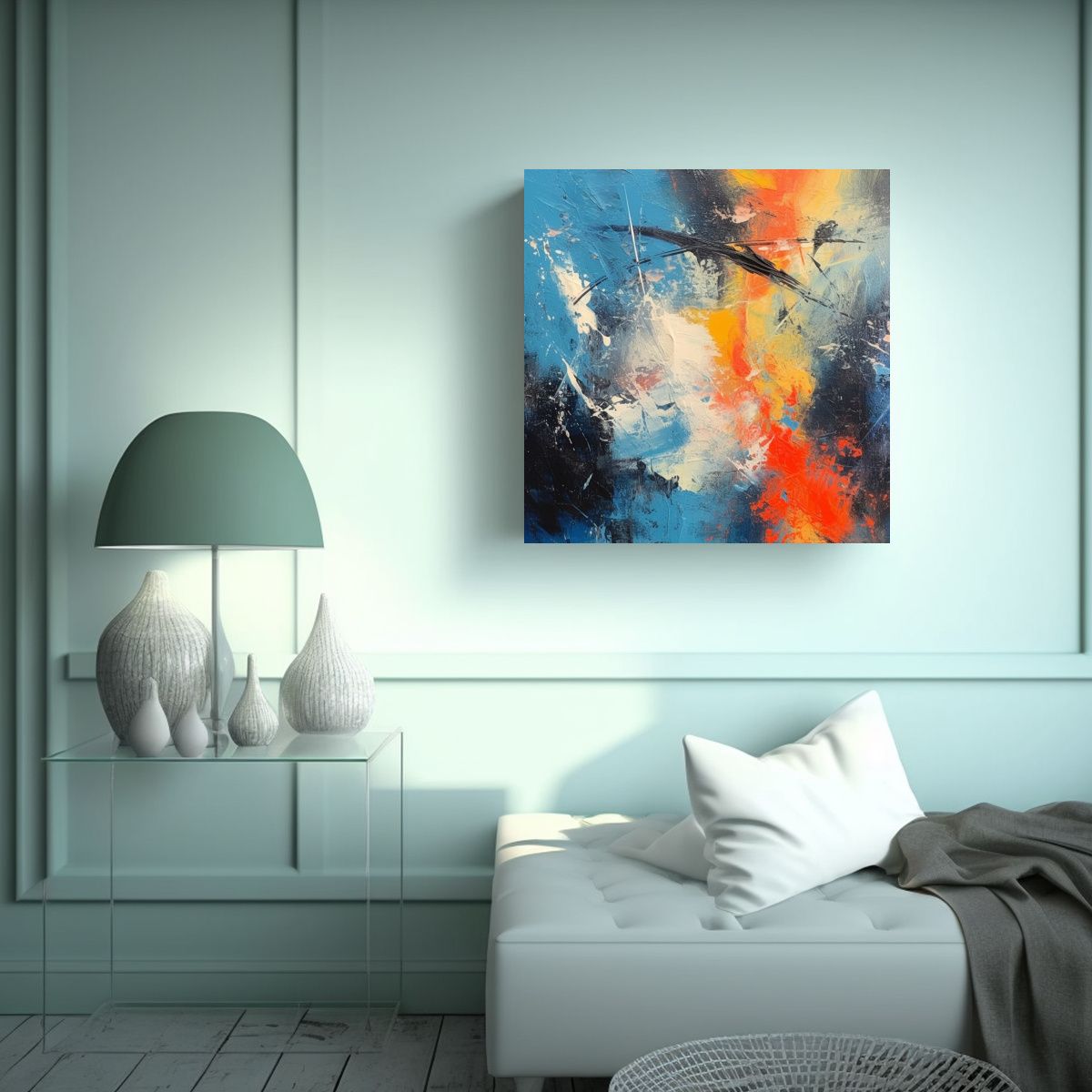 GENERICO - Cuadro Abstracto Lienzo Estilo Galería Vida 50x50 Cm