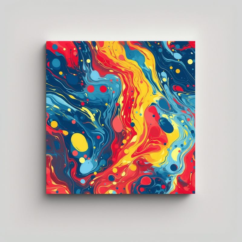 GENERICO - Pintura Lienzo Líneas Cósmicas Artesanal En 60x60 Cm