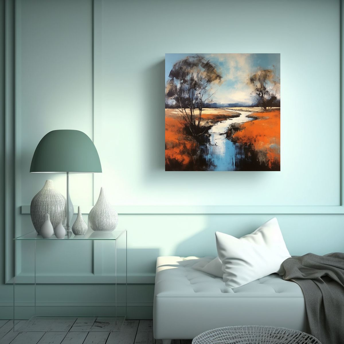 GENERICO - Pintura Paisaje Abstracto Estrellados Estilo 70x70 Cm