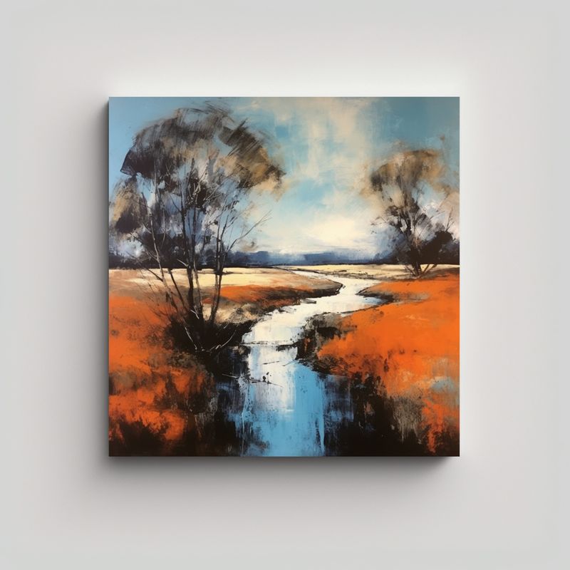 GENERICO - Pintura Paisaje Abstracto Estrellados Estilo 60x60 Cm