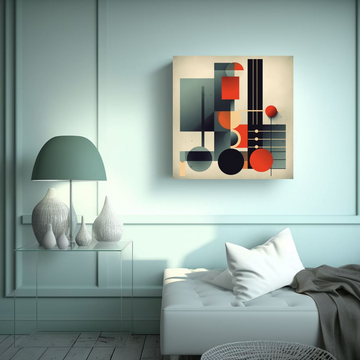 GENERICO - Arte De Pared Geométrico Inspirado En Bauhaus 70x70 Cm